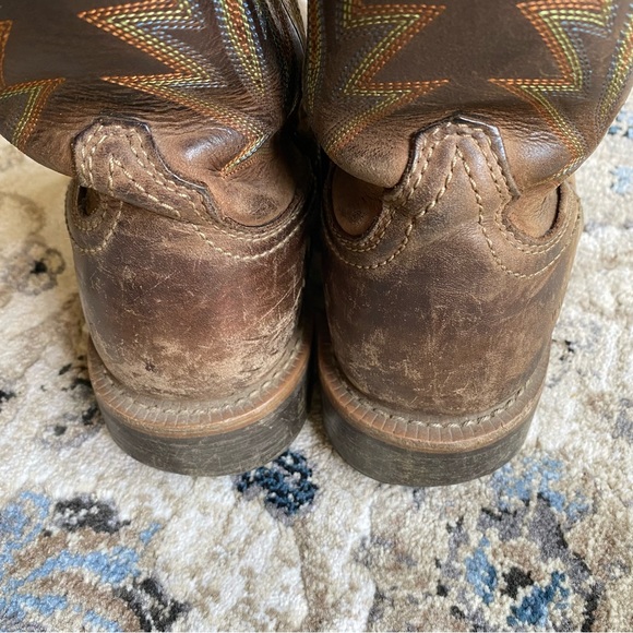 Ariat Brown Size 9.5 D Men Leather Work Western Square Toe Cowboy Boots - Picture 3 of 9